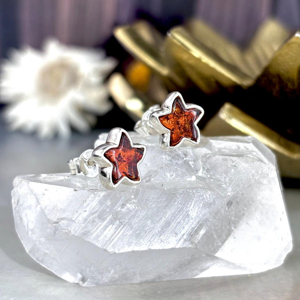 Orange Amber Earrings