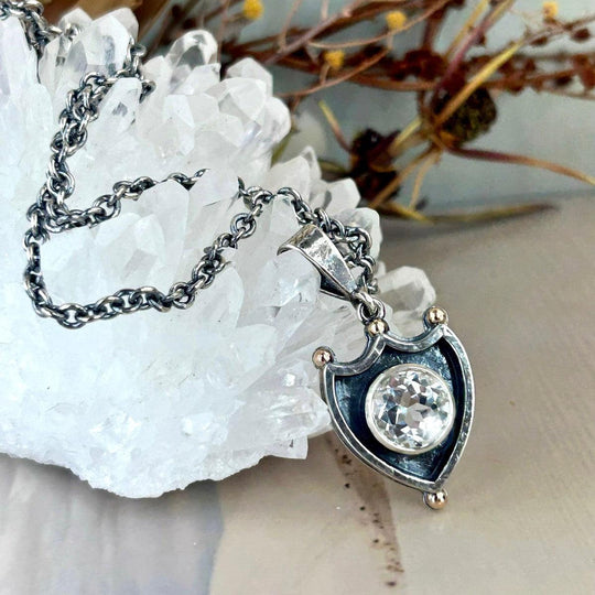 Killiecrankie Diamond Shield 9ct Rose Gold Pendant & Sterling Silver Chain By Lauren Harris