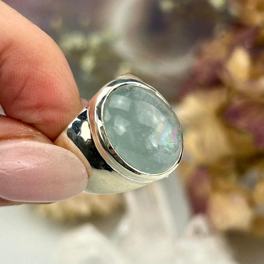Aquamarine (With Rainbow Inclusion) Oval Ring
