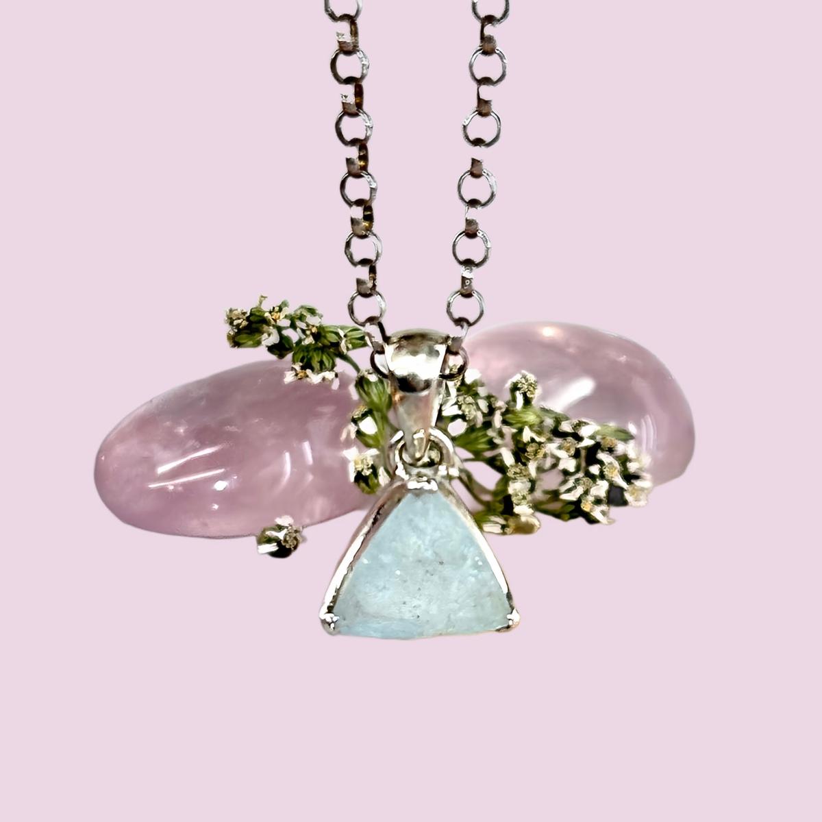 Aquamarine Triangle Pendant