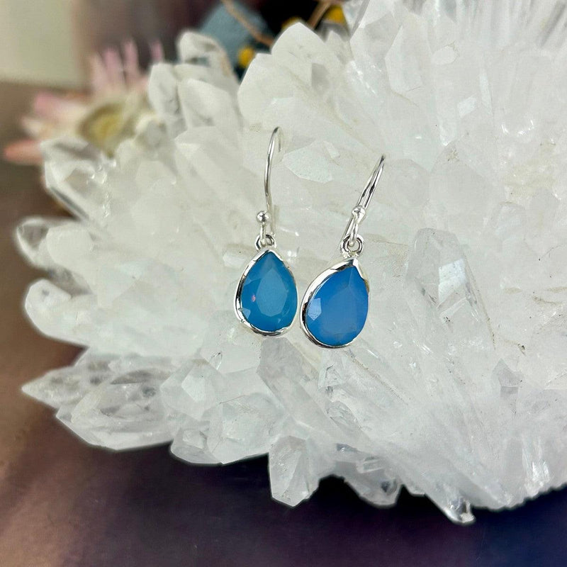 Blue Chalcedony Teardrop Earrings