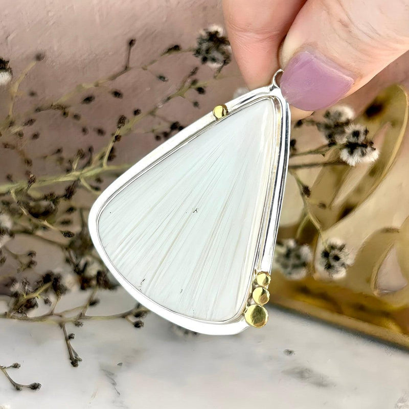 Scolecite Curved Triangle Large Pendant