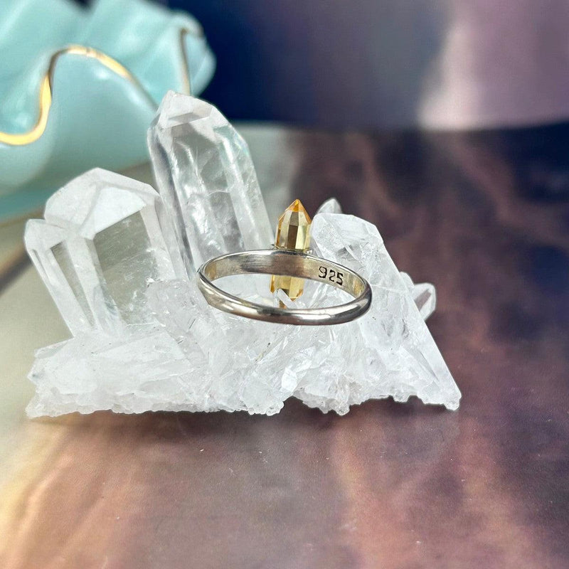 Citrine Double Point Ring