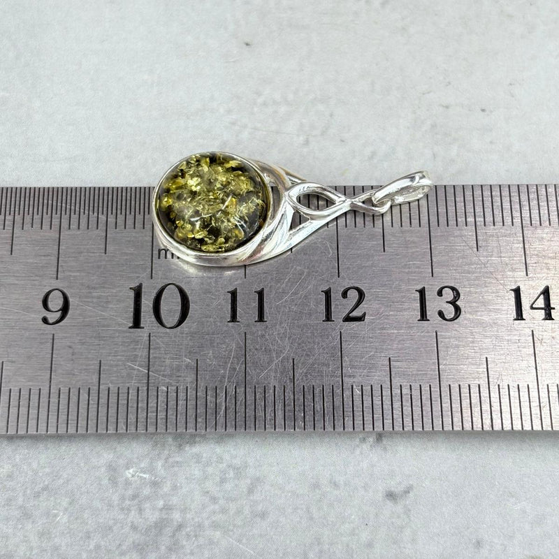 Baltic Green Amber Round Celtic Pendants