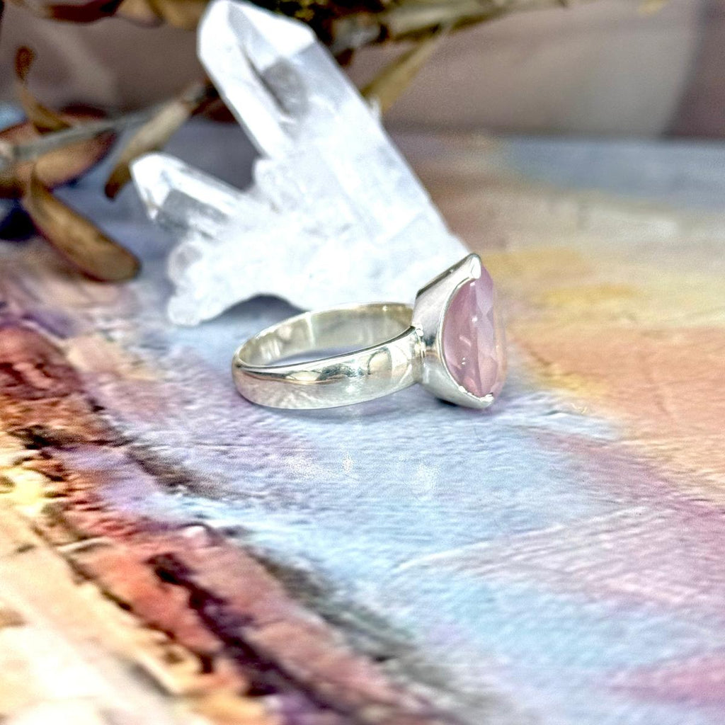 Rose Quartz Pear Cut Ring