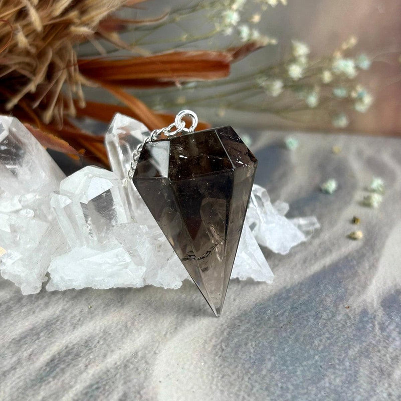 Smokey Quartz Pendulum On Silver Chain