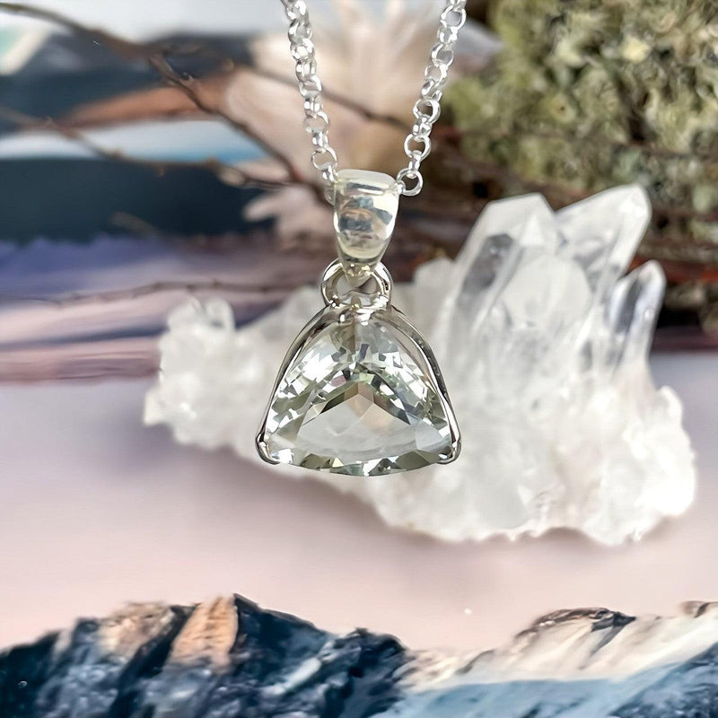 Green Amethyst Trillion Pendant