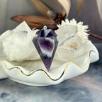 Chevron Amethyst Pendulum On Silver Chain