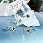 Emerald Flower Silver Ring