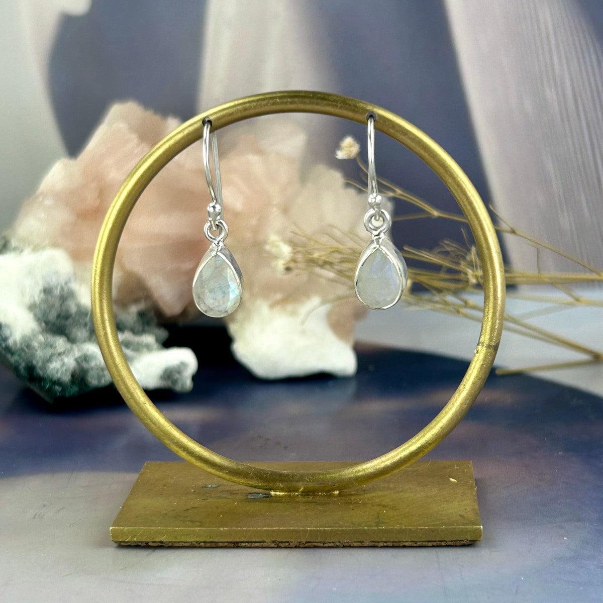 Pear Cut Moonstone Earrings