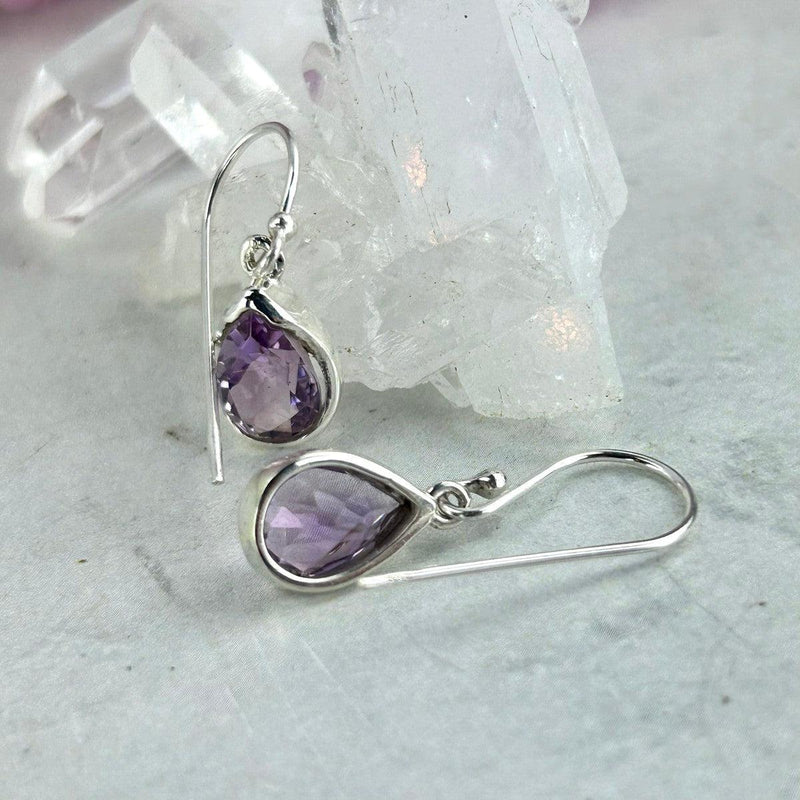 Amethyst Pear Cut Dangly Earrings