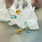 Blue Topaz Gold Stud Earrings