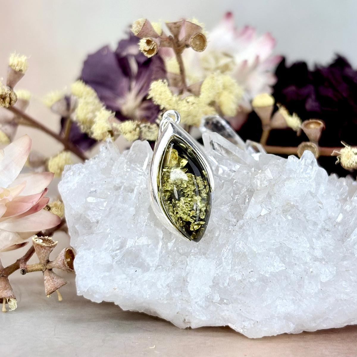 Green Baltic Amber Pendant