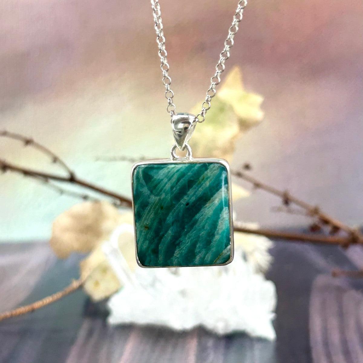 Striped Green Crystal Pendant