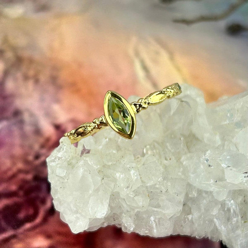 Gold And Green Crystal Ring