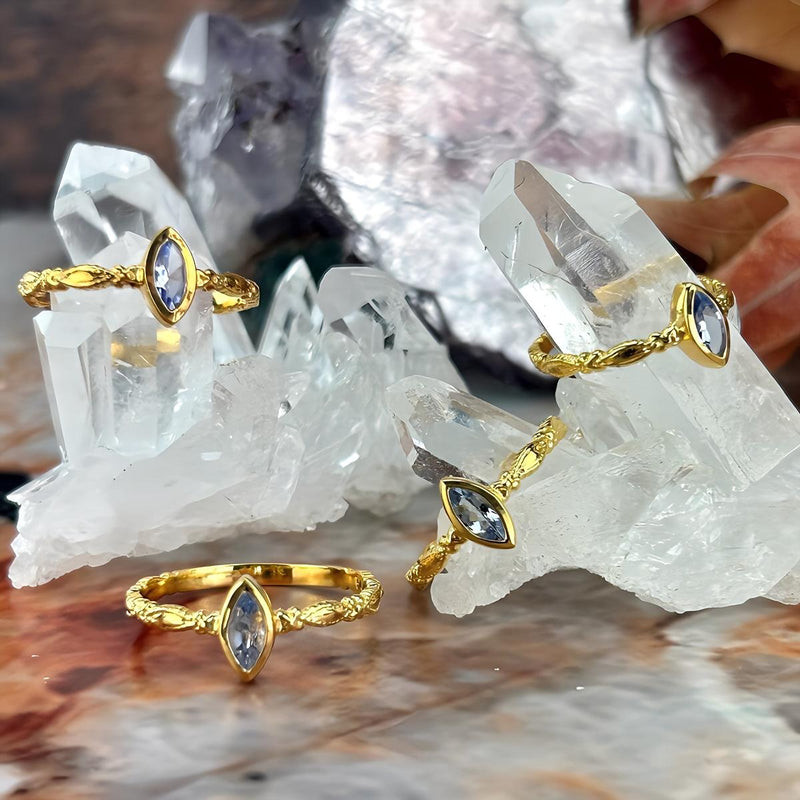 Tanzanite Marquise Cut Gold Ring