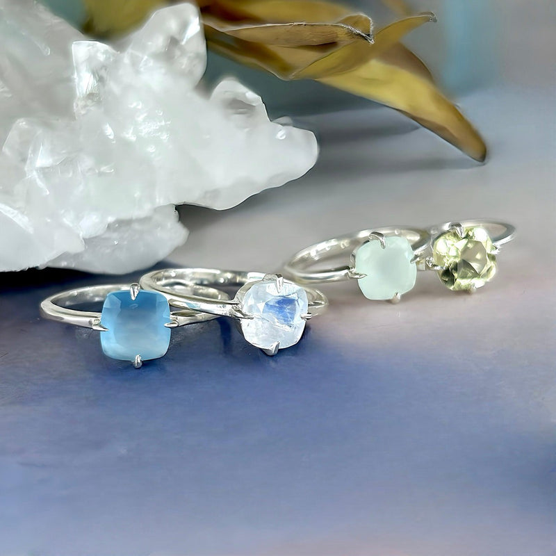 Assorted Gemstone Square Cut Rings