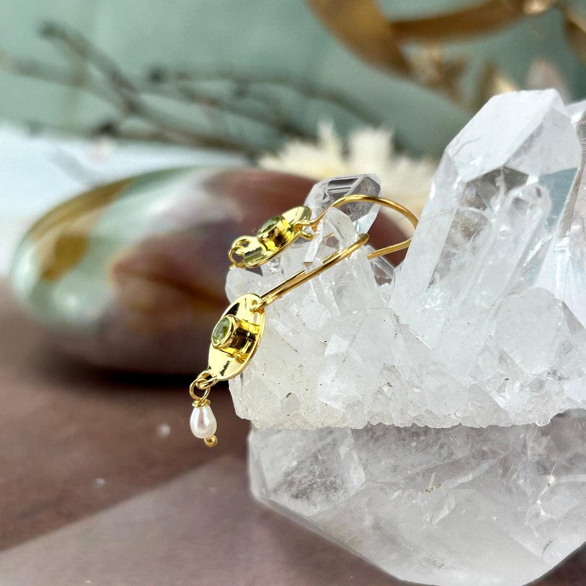 Peridot In Yellow Gold Earrings