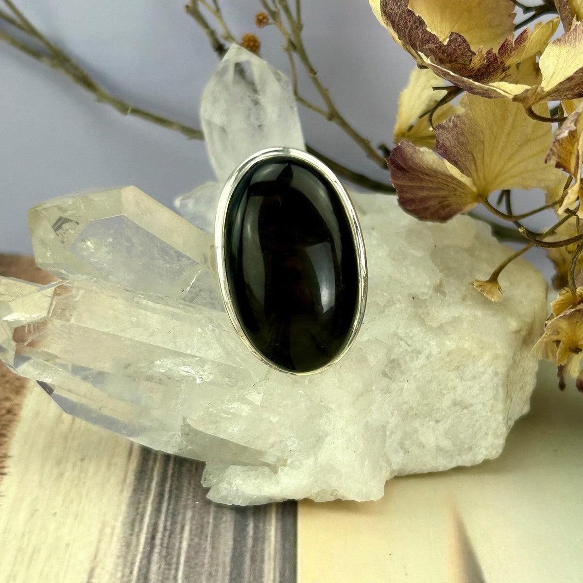 Oval Mahogany Obsidian Ring