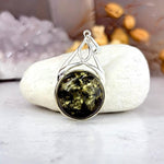 Baltic Green Amber Round Celtic Pendants