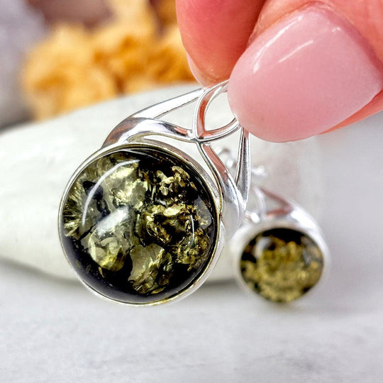 Baltic Green Amber Round Celtic Pendants