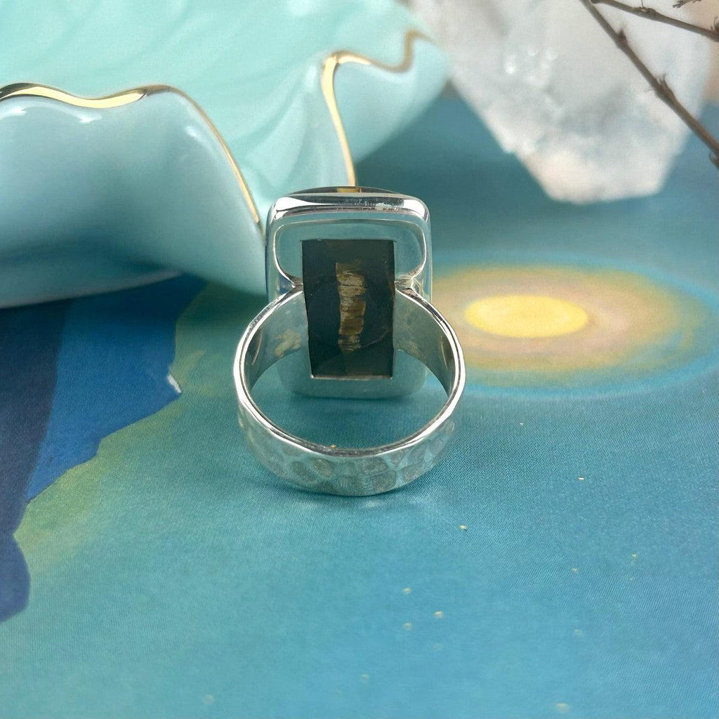 Tempered Silver Stone Ring