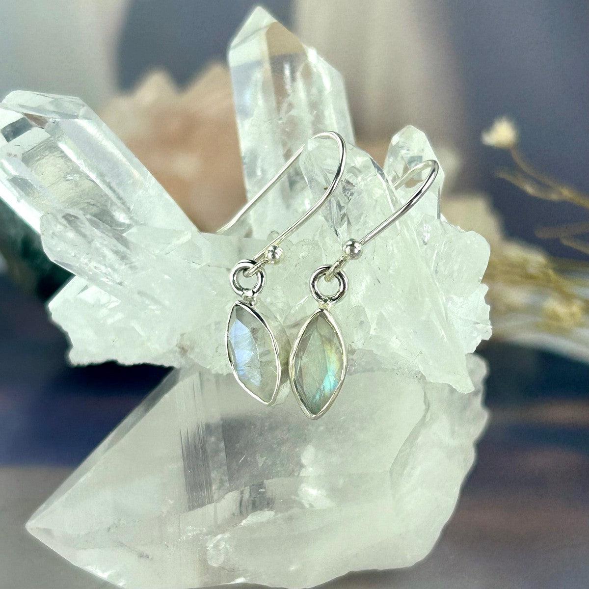 Marquise Cut Moonstone Earrings