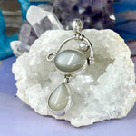 Grey Cat’s Eye Moonstone & Pearl Pendant