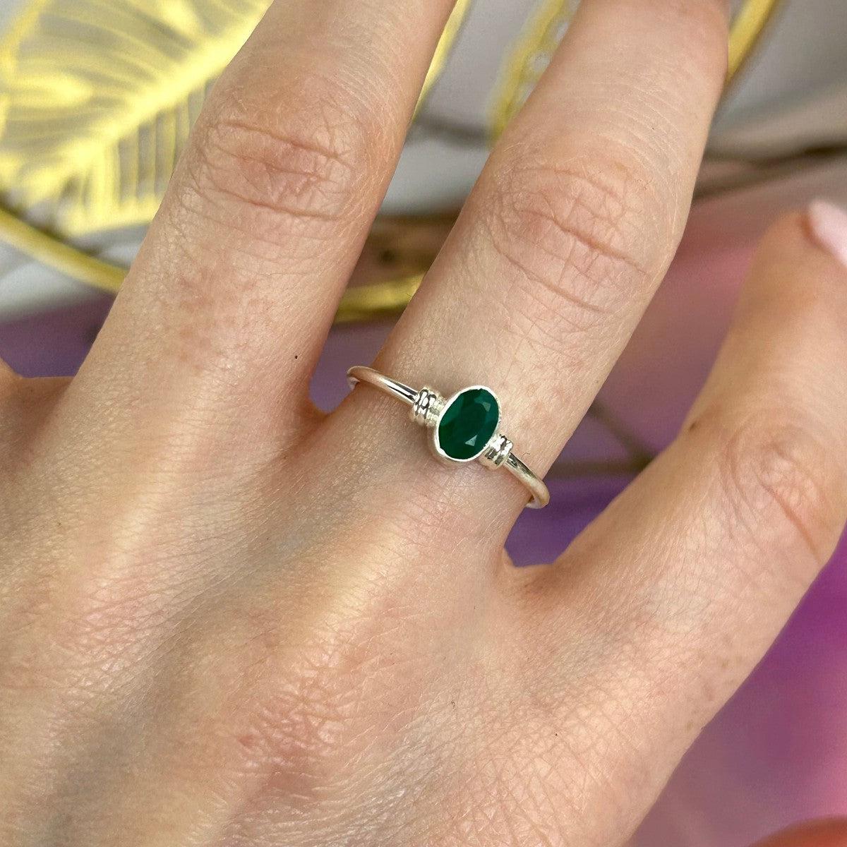 Green Gemstone Oval Ring