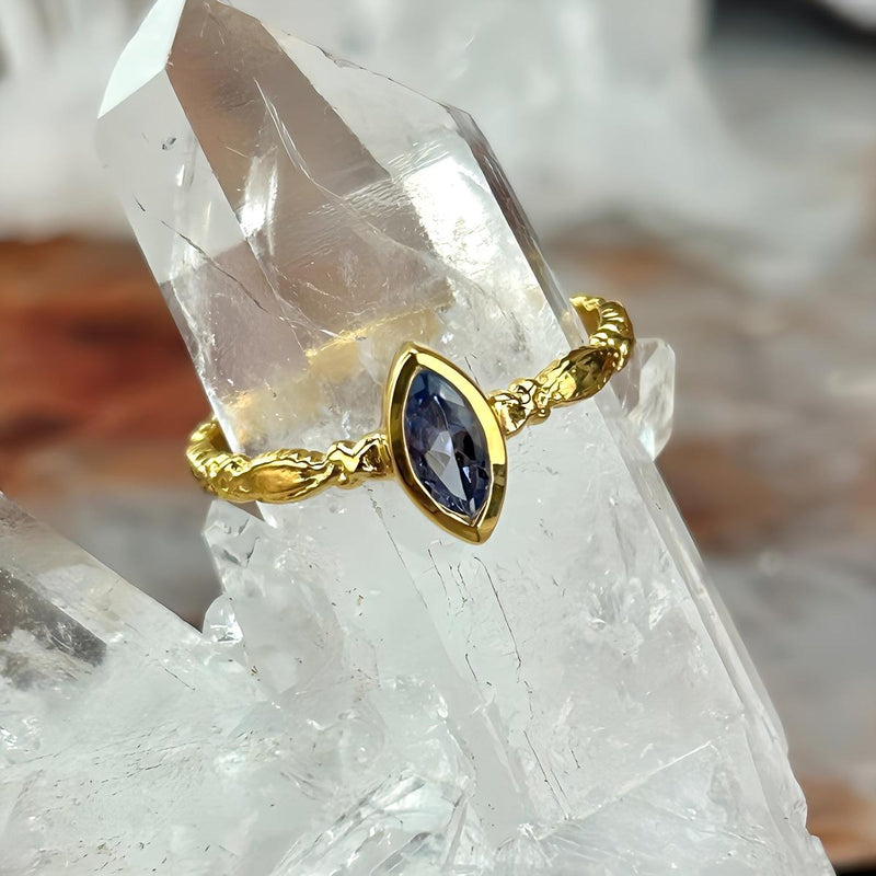 Tanzanite Marquise Cut Gold Ring