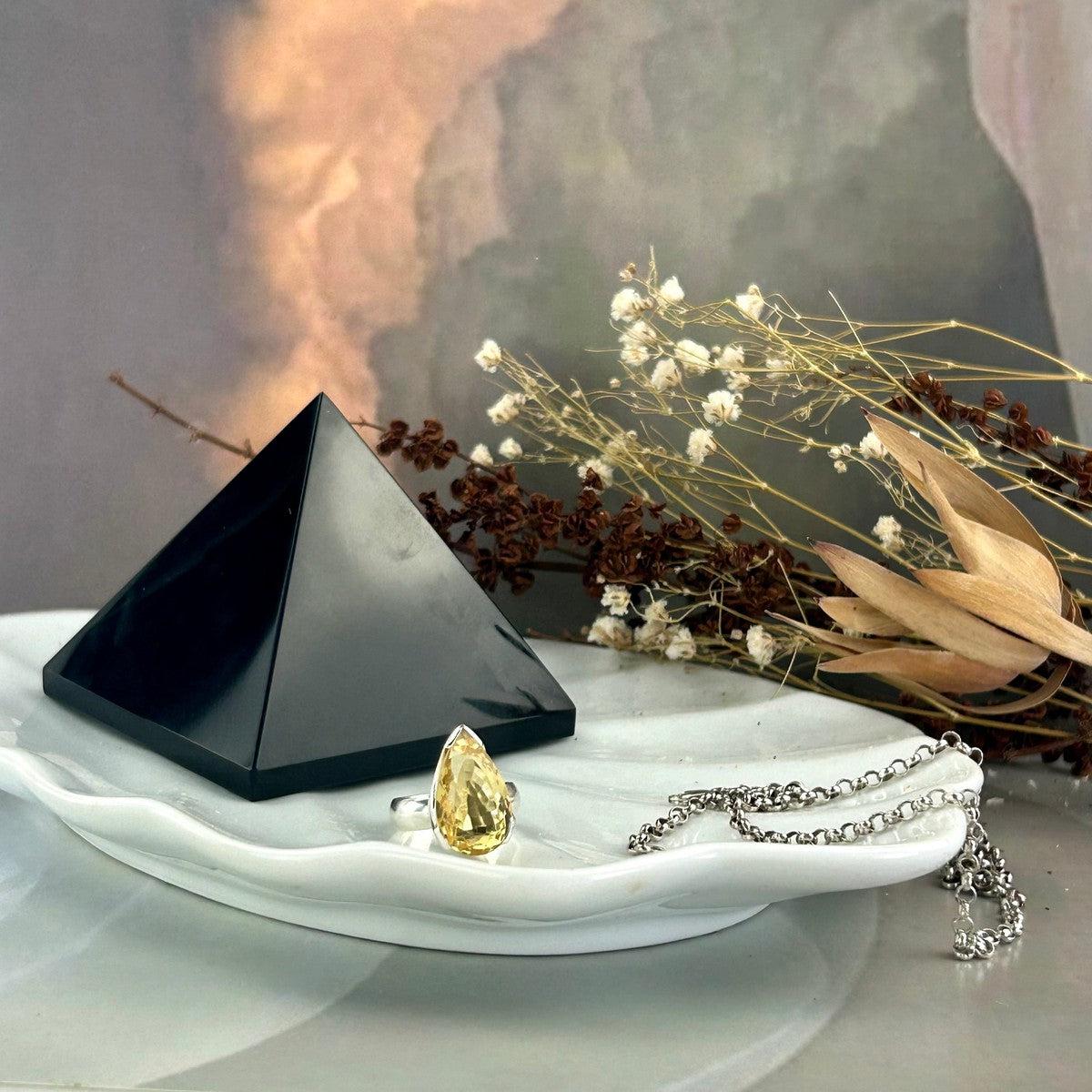 Obsidian Crystal Pyramid