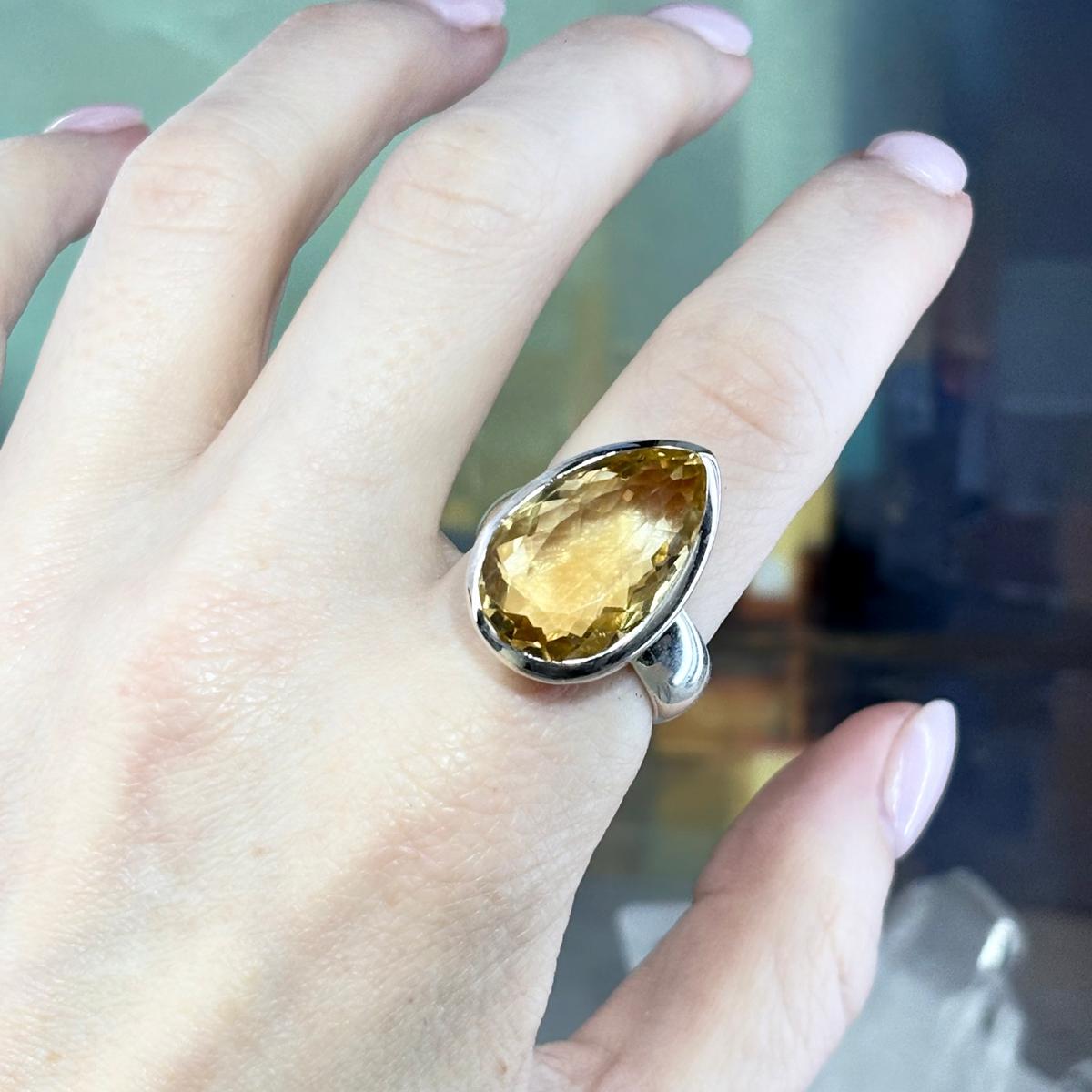 Bold Sterling Silver Citrine Ring