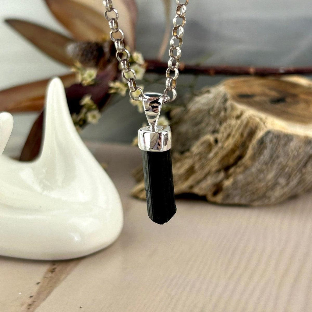 Unpolished Black Tourmaline Pendant