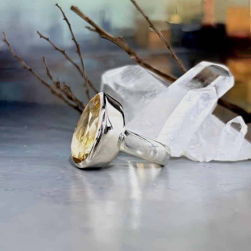 Citrine Teardrop Cocktail Ring