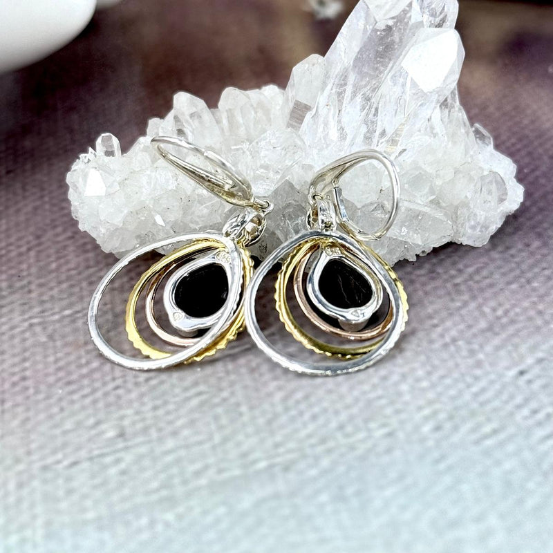 Gold And Silver Amber Earrings