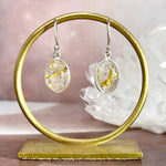 Golden Rutile Quartz Oval Drop Earrings