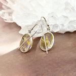 Golden Rutile Quartz Oval Drop Earrings