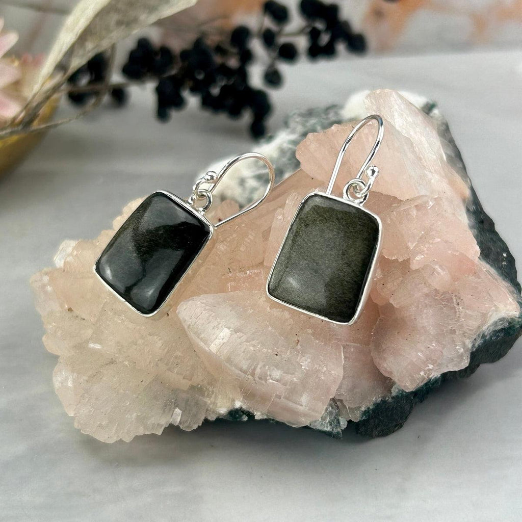 Gold Sheen Obsidian Earrings