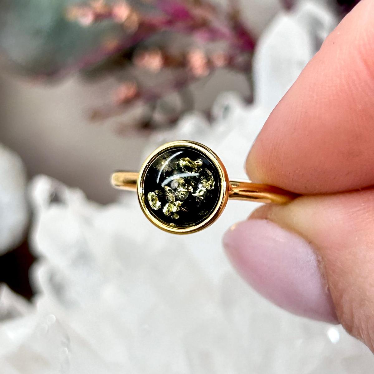 Baltic Green Amber Ring