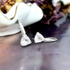 Small Triangle Rose Quartz Earrings