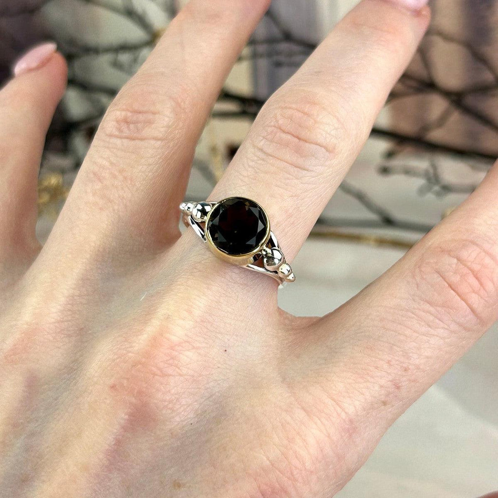 Silver And Gold Smokey Quartz Ring