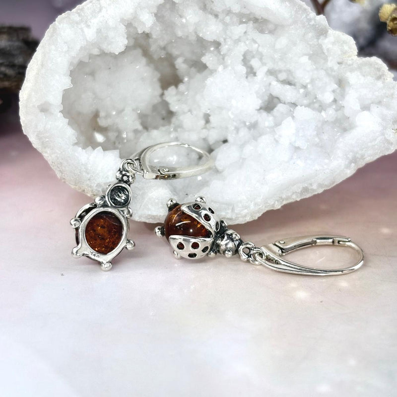 Amber Beetle Earrings