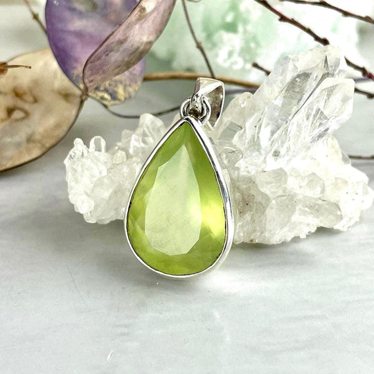 Prehnite Teardrop Cut Pendant