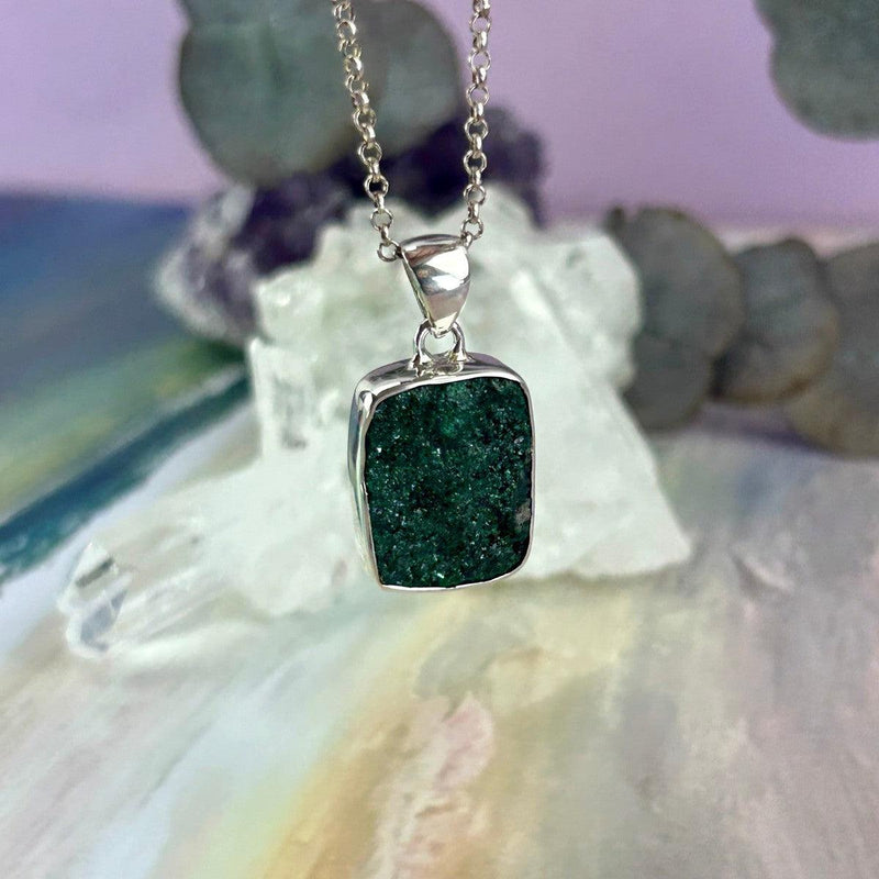 Green Aventurine In Silver Pendant