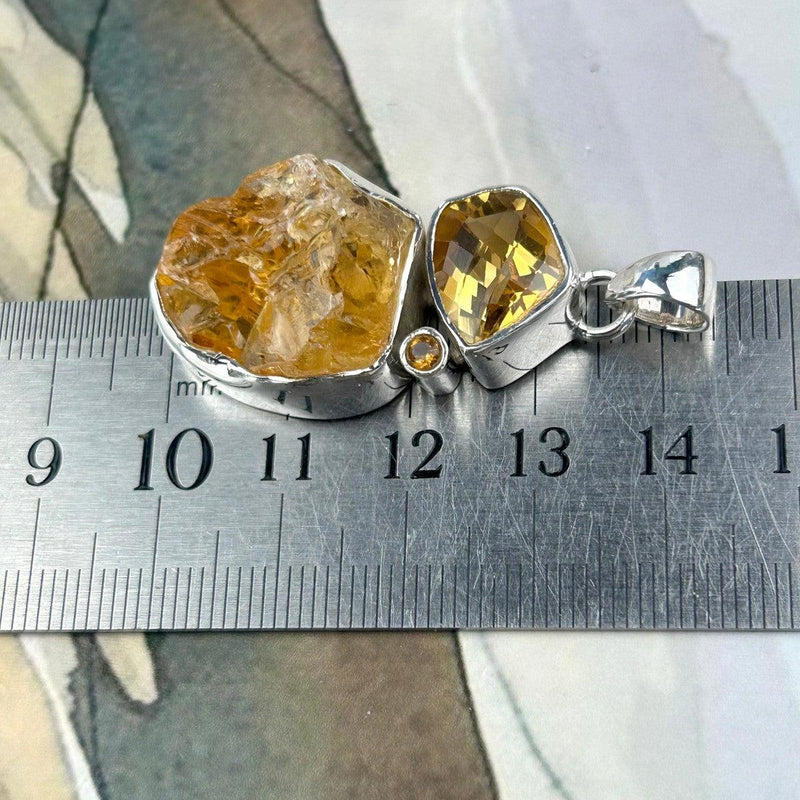 Citrine Multi Faceted Crystal Pendant