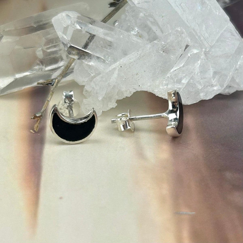 Crystal Crescent Moon Studs