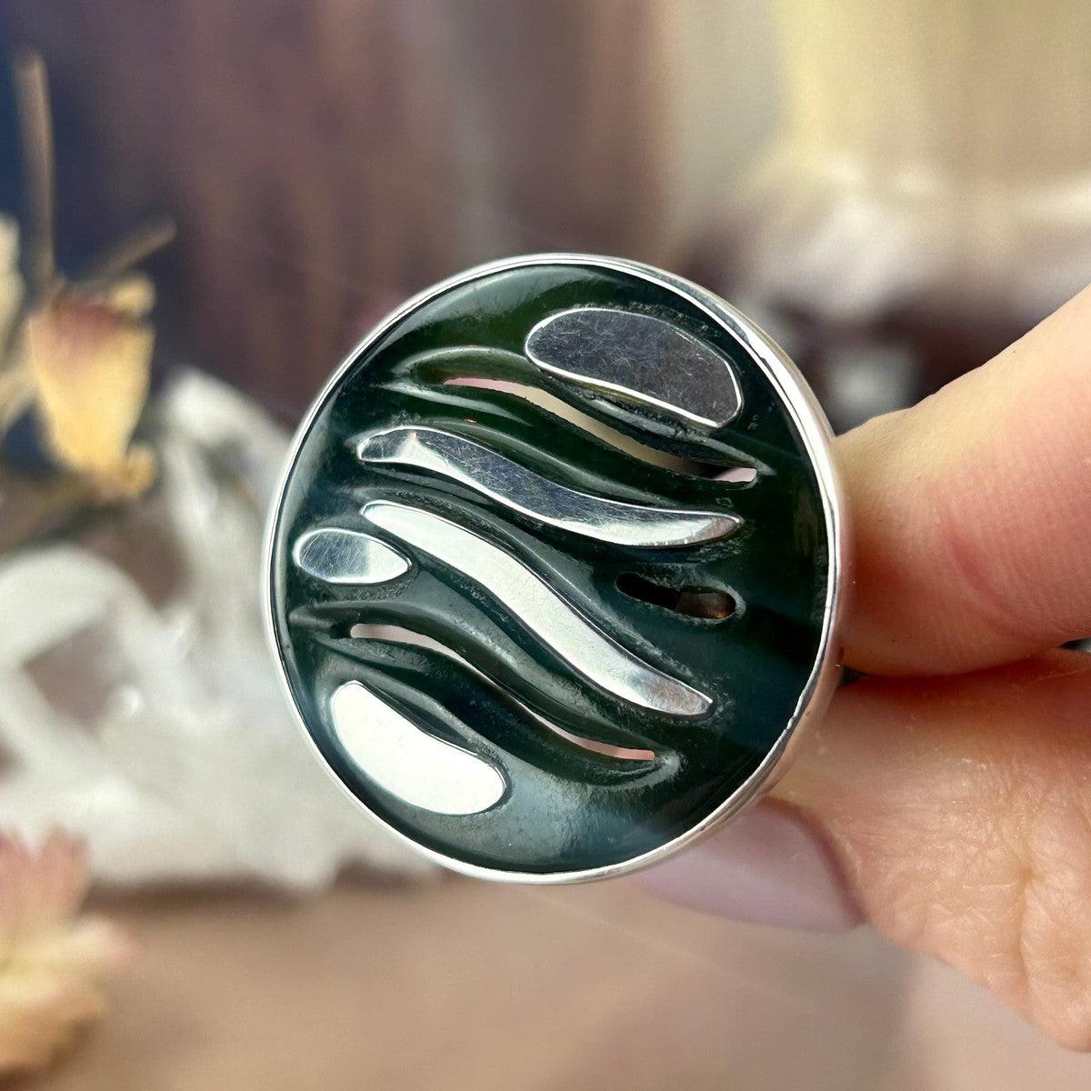 Unique Jade Sterling Silver Ring