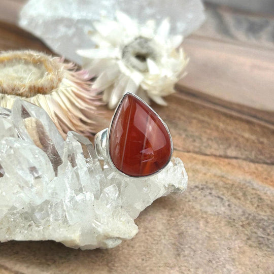 Carnelian Teardrop Ring