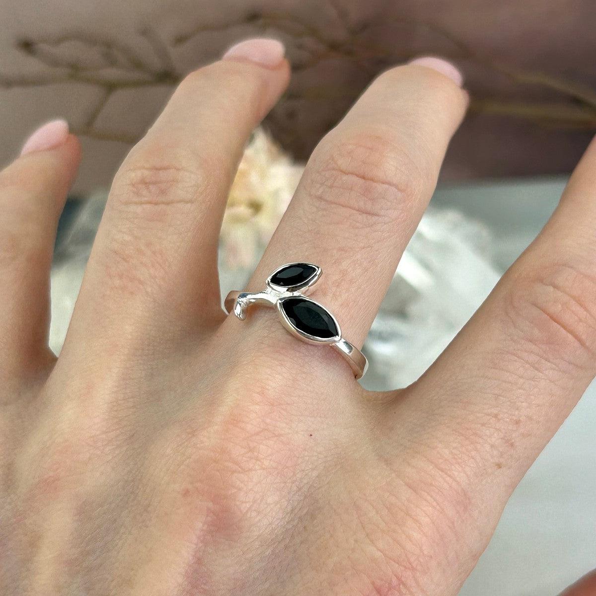 Black Onyx Double Stone Ring