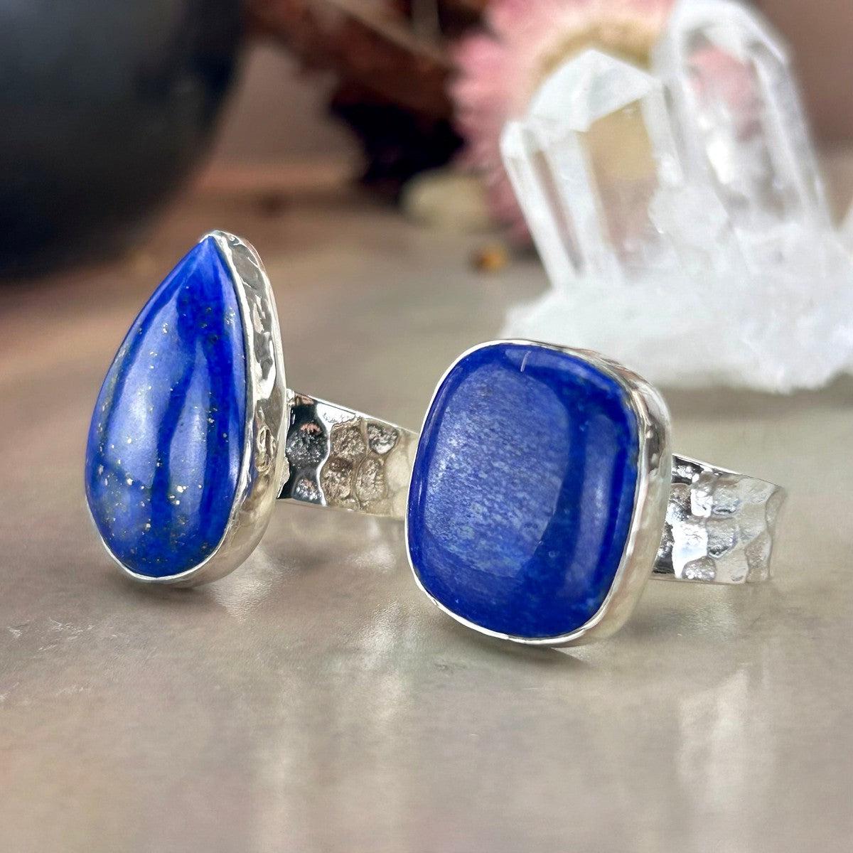 Lapis Lazuli Tempered Silver Ring